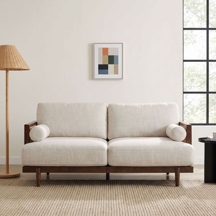 Alesund Beige And Walnut 65" Loveseat