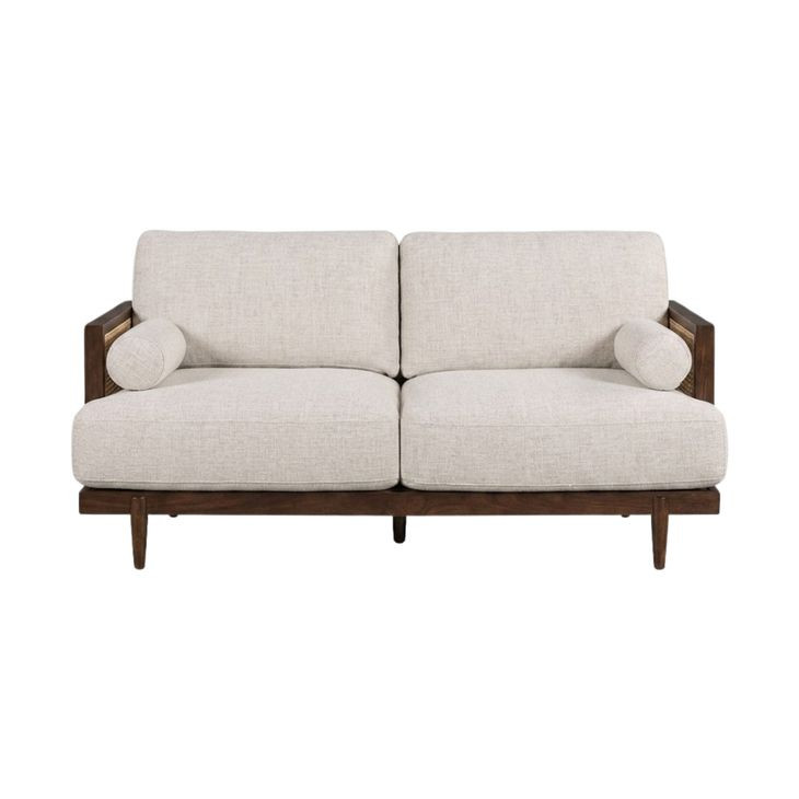 Alesund Beige And Walnut 65" Loveseat