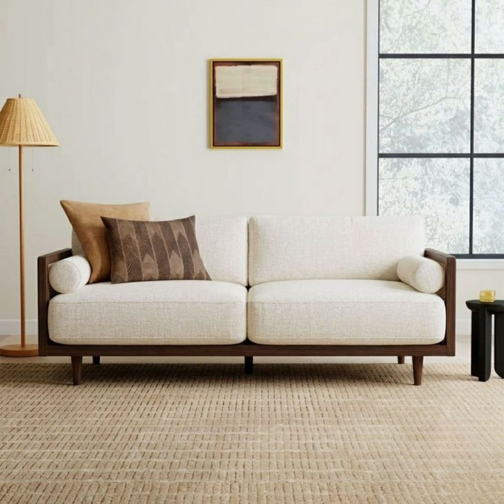 Alesund Beige And Walnut 87" Sofa