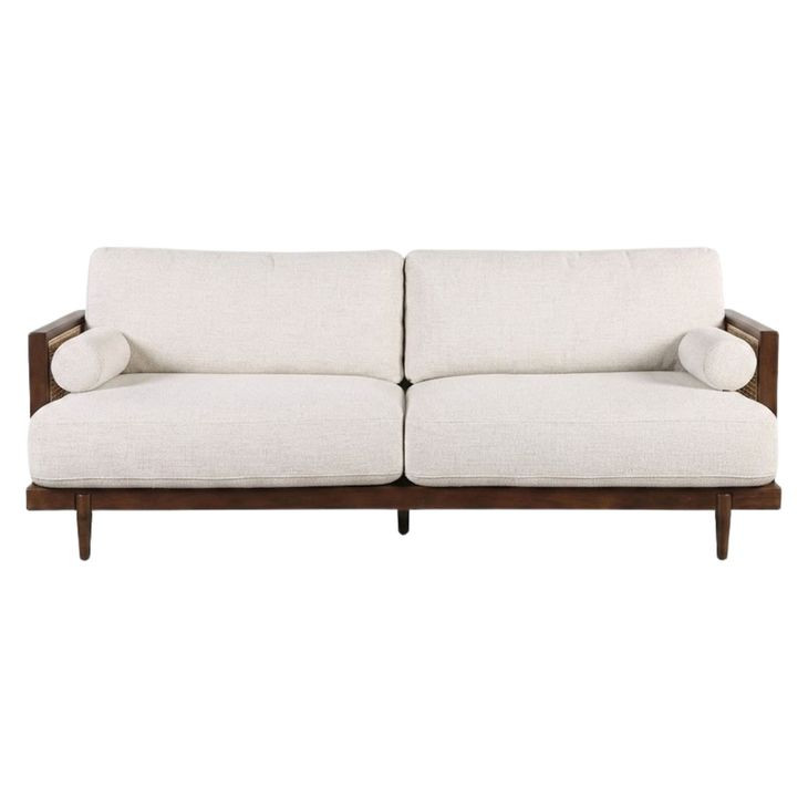 Alesund Beige And Walnut 87" Sofa