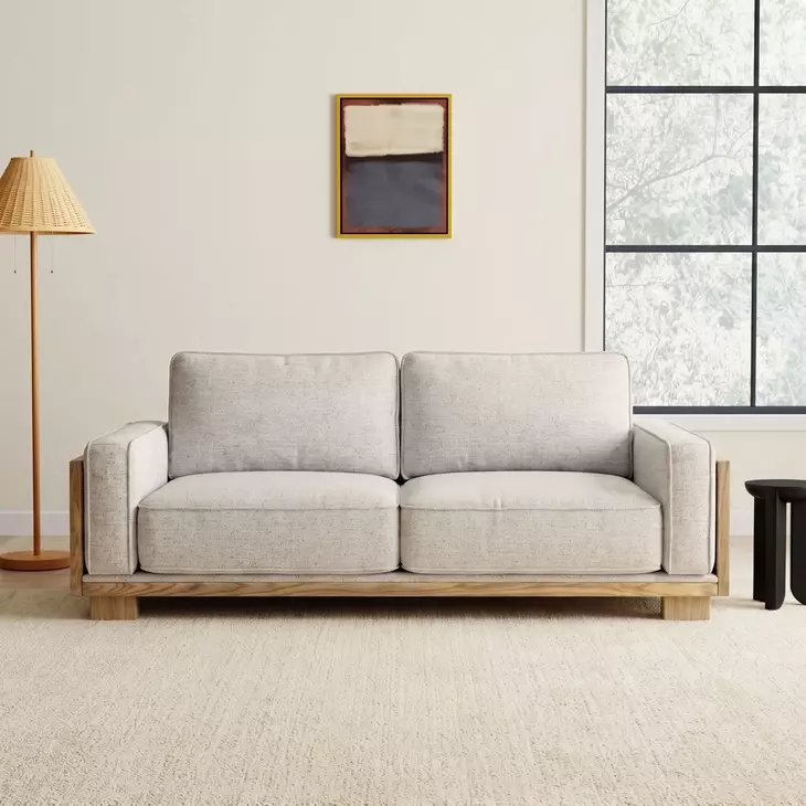Harstad Light Brown And Natural 70" Loveseat