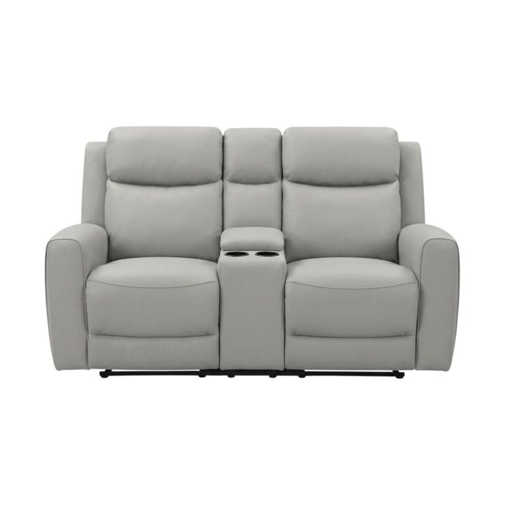 Jacobus Light Gray 78" Manual Reclining Loveseat with Console