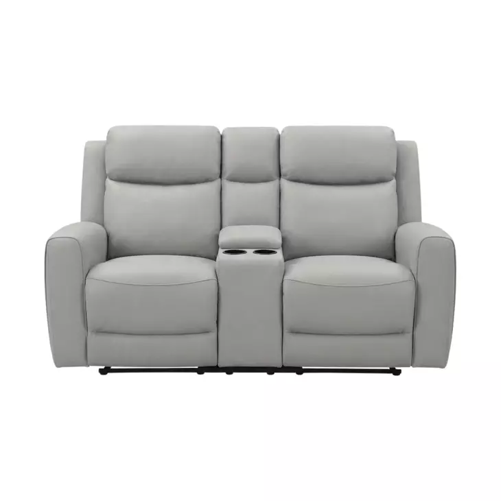 Jacobus Light Gray 78" Manual Reclining Loveseat with Console