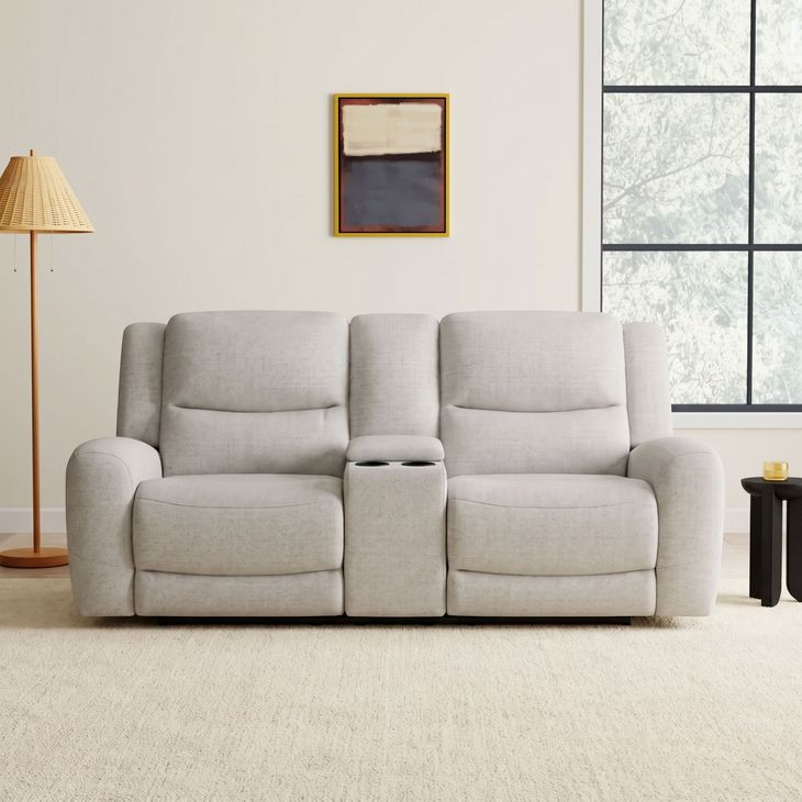 Giraldus Beige 79" Manual Reclining Loveseat with Console