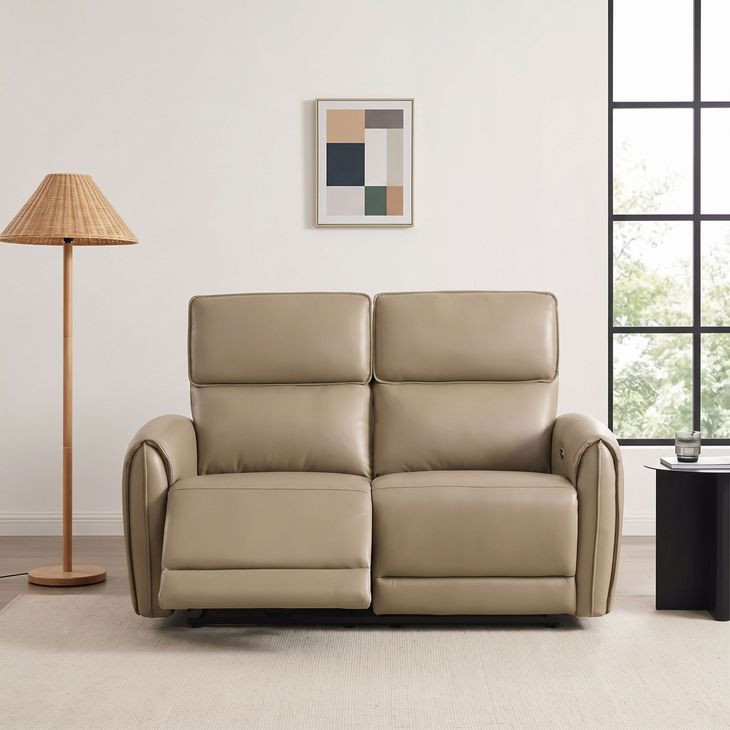 Schlieren Beige 57" Power Reclining Loveseat with USB Charging