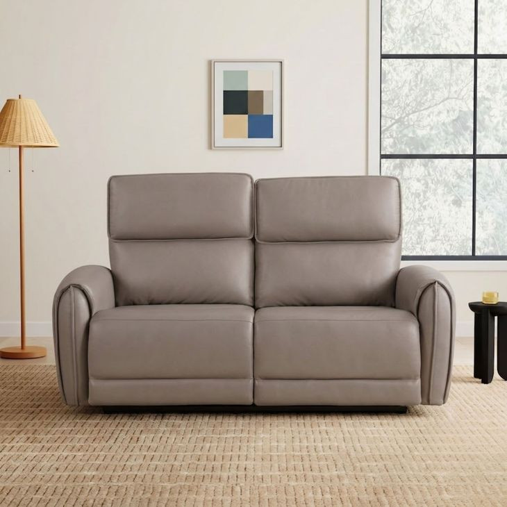 Schlieren Light Brown 57" Power Reclining Loveseat with USB Charging