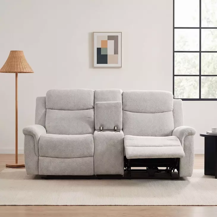 Sandbach Light Gray 68" Manual Reclining Loveseat with Console