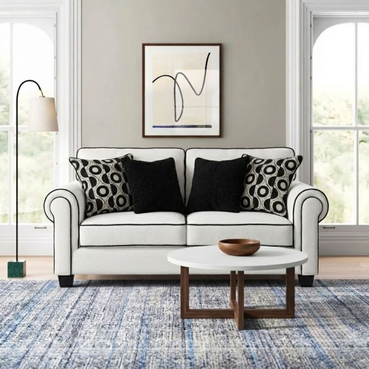 Viviani White and Black 69" Loveseat