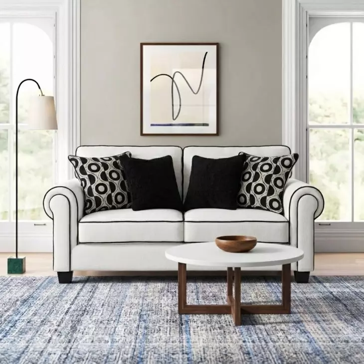 Viviani White and Black 69" Loveseat