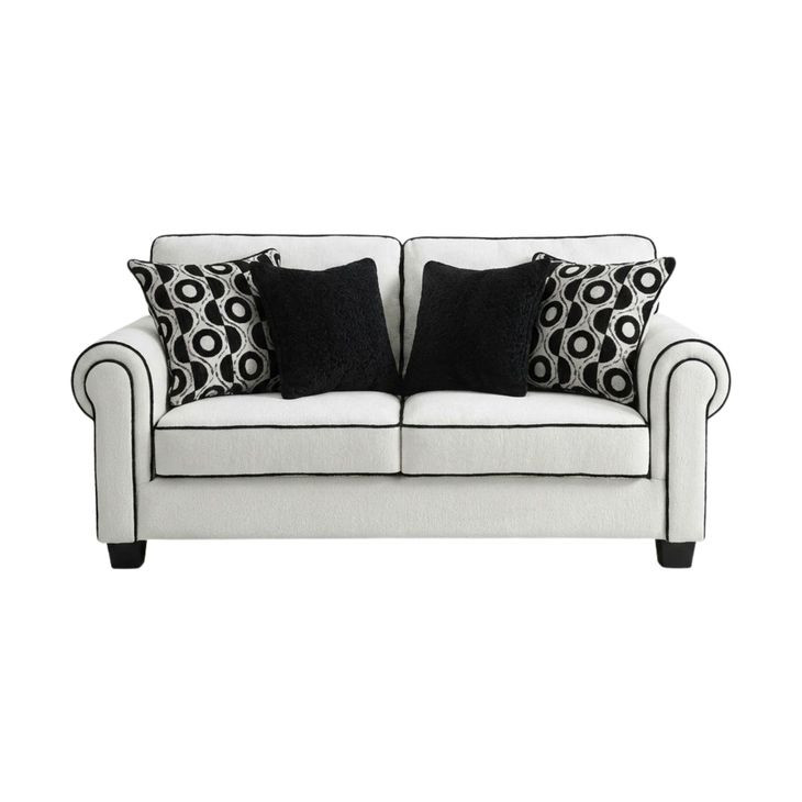 Viviani White and Black 69" Loveseat