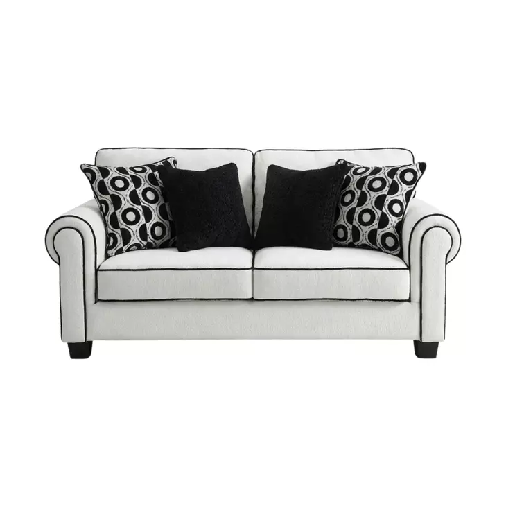 Viviani White and Black 69" Loveseat