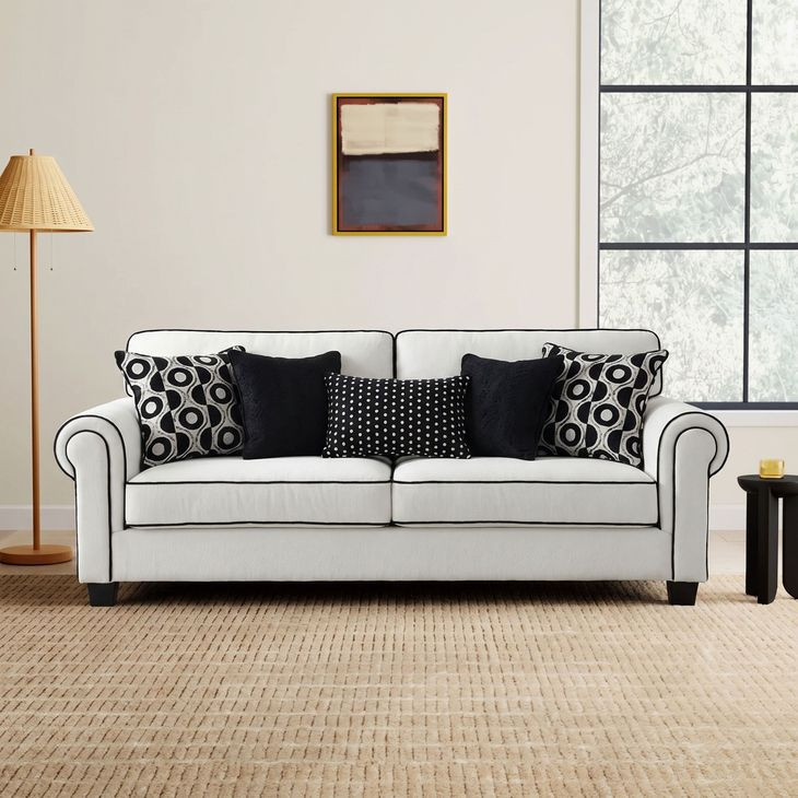 Viviani White and Black 87" Sofa
