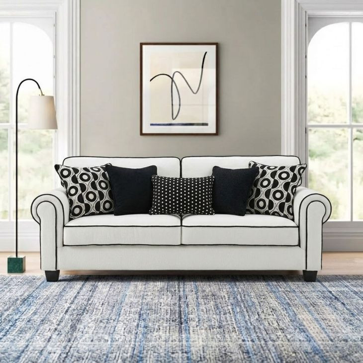 Viviani White and Black 87" Sofa