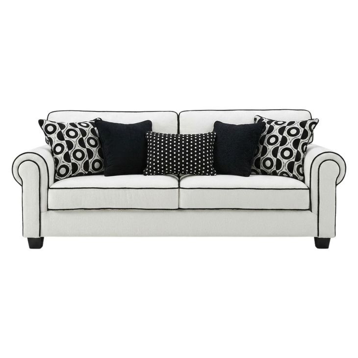 Viviani White and Black 87" Sofa