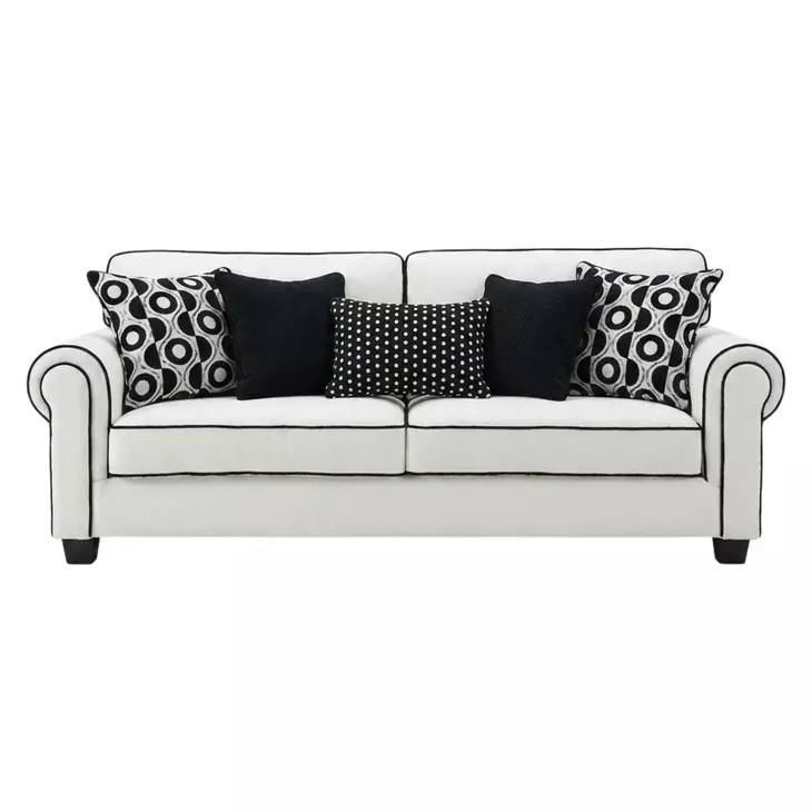 Viviani White and Black 87" Sofa