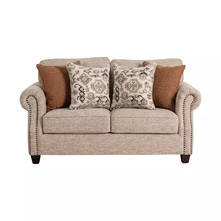 Buckhurst Taupe 67" Loveseat with Nailhead Trim