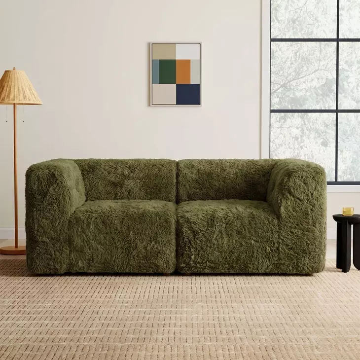 Nappi Olive Green 80" Modular Loveseat