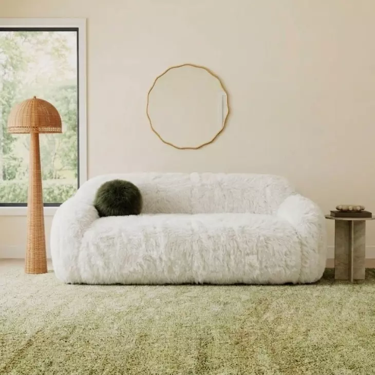 Darwen White 84" Sofa with Pillow