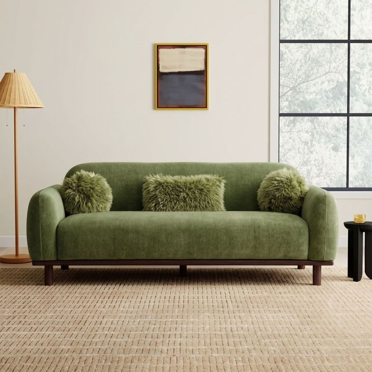 Mellone Olive Green 84" Sofa with Pillows