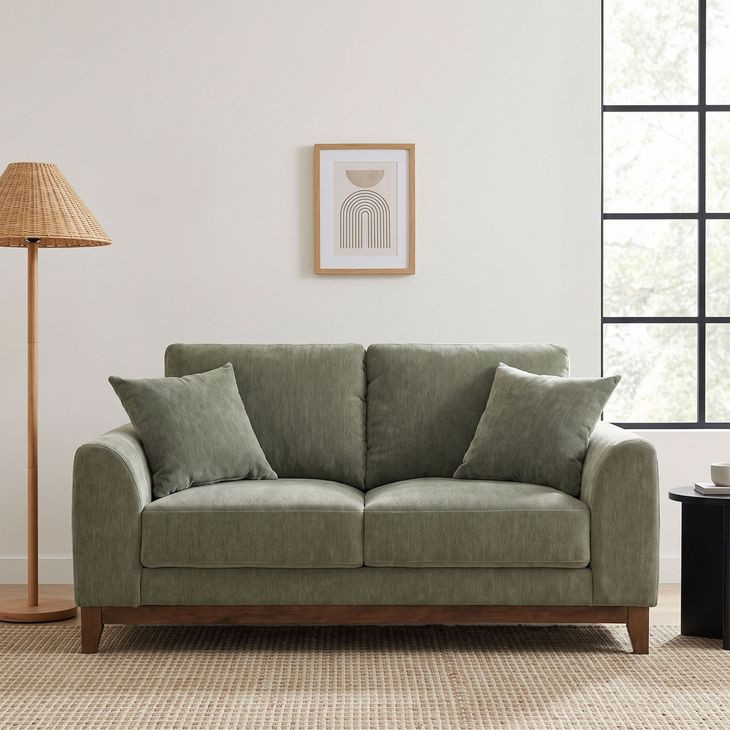 Watton Olive Green 65" Loveseat with Pillows