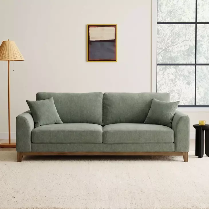 Watton Olive Green 84" Sofa with Pillows