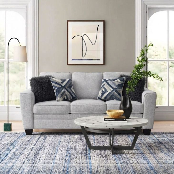 Enea Light Gray 84" Sofa with Pillows