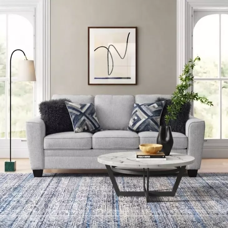 Enea Light Gray 84" Sofa with Pillows