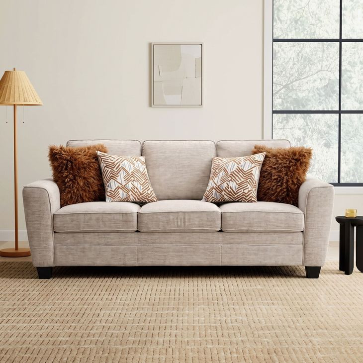 Enea Taupe 84" Sofa with Pillows