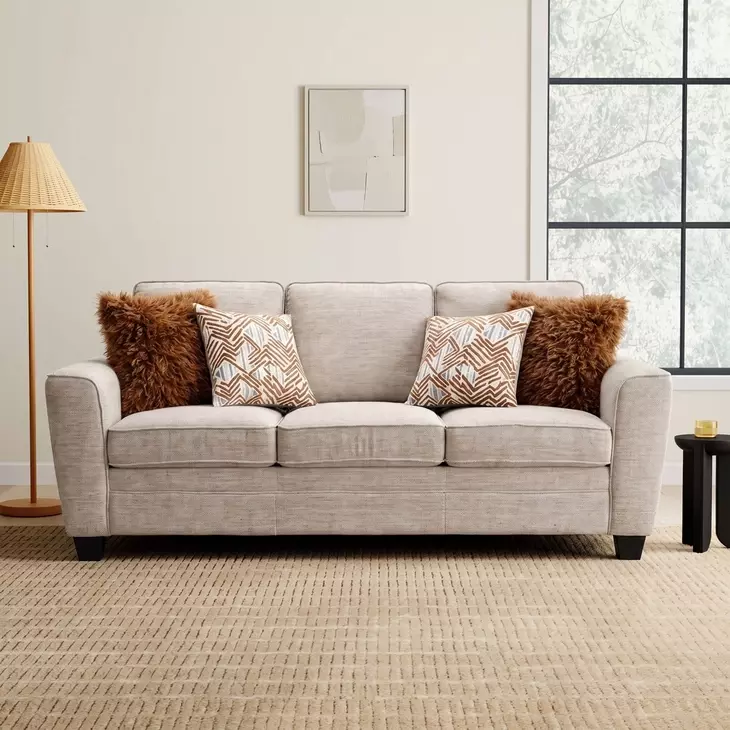 Enea Taupe 84" Sofa with Pillows