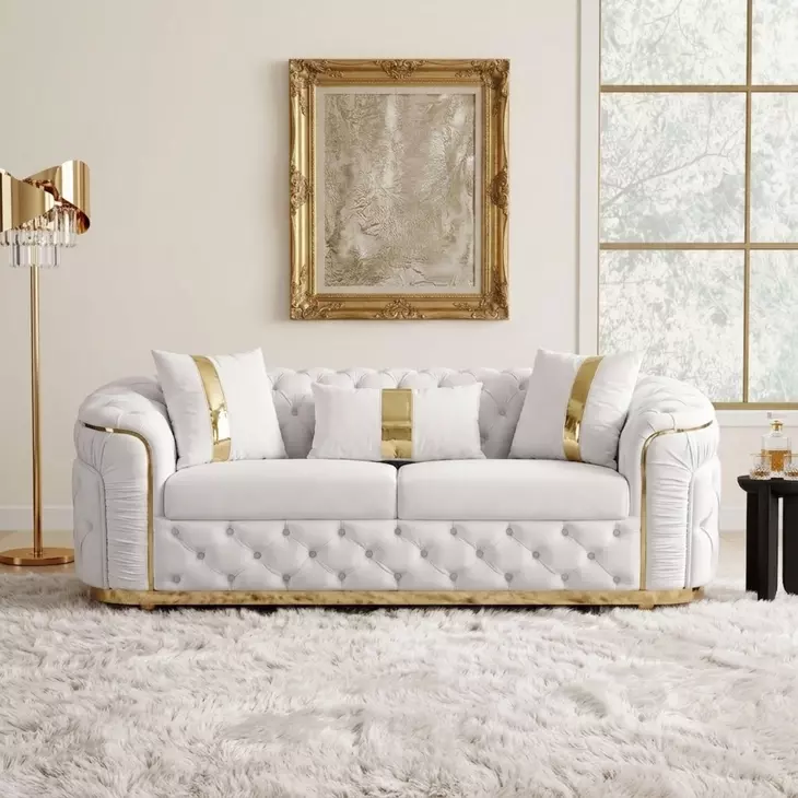 Adelpha Beige 73" Loveseat with Pillows