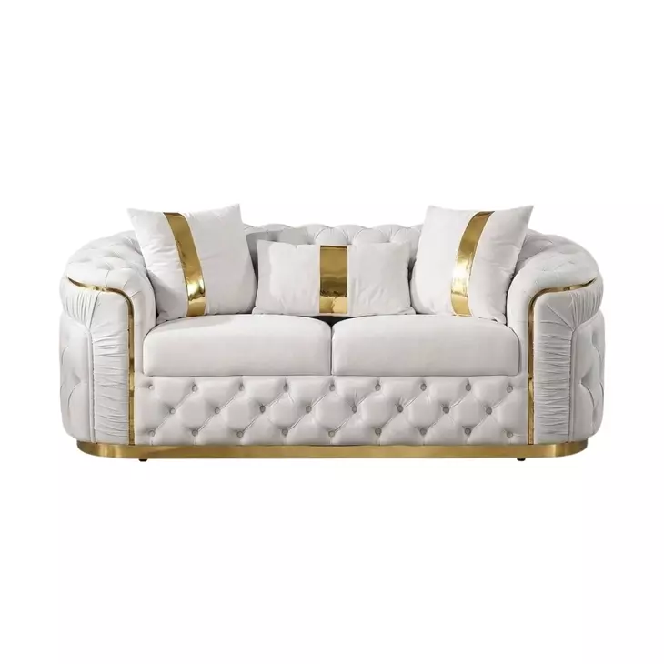 Adelpha Beige 89" Sofa with Pillows