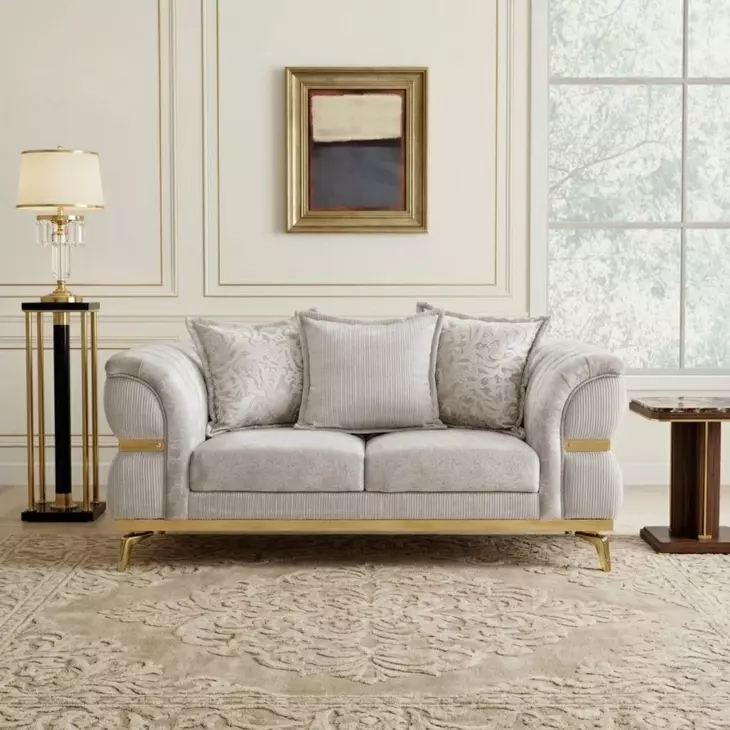 Charlevoix Beige 68" Loveseat with Pillows
