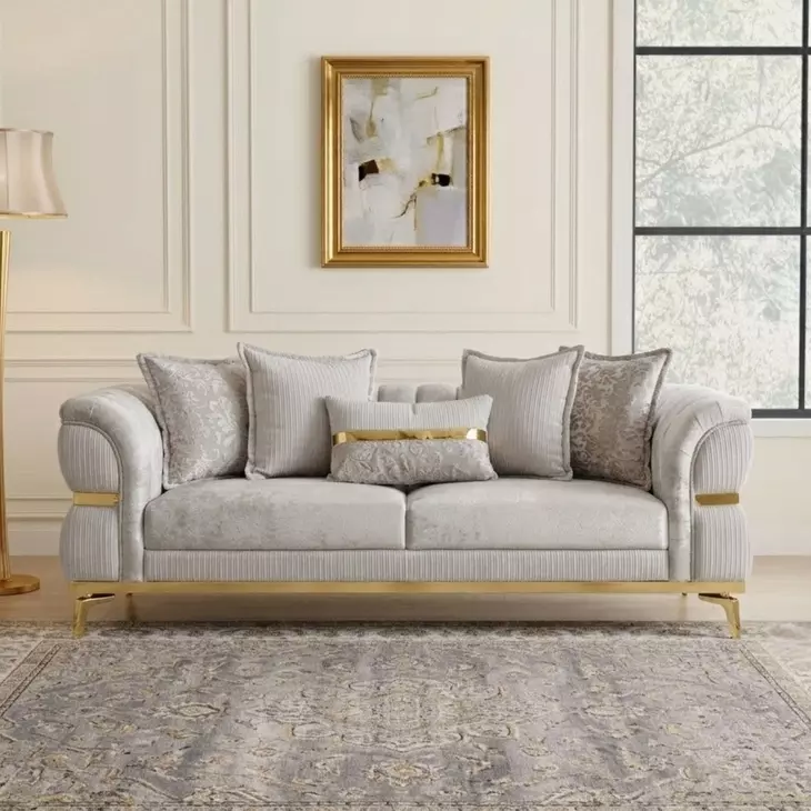 Charlevoix Beige 89" Sofa with Pillows