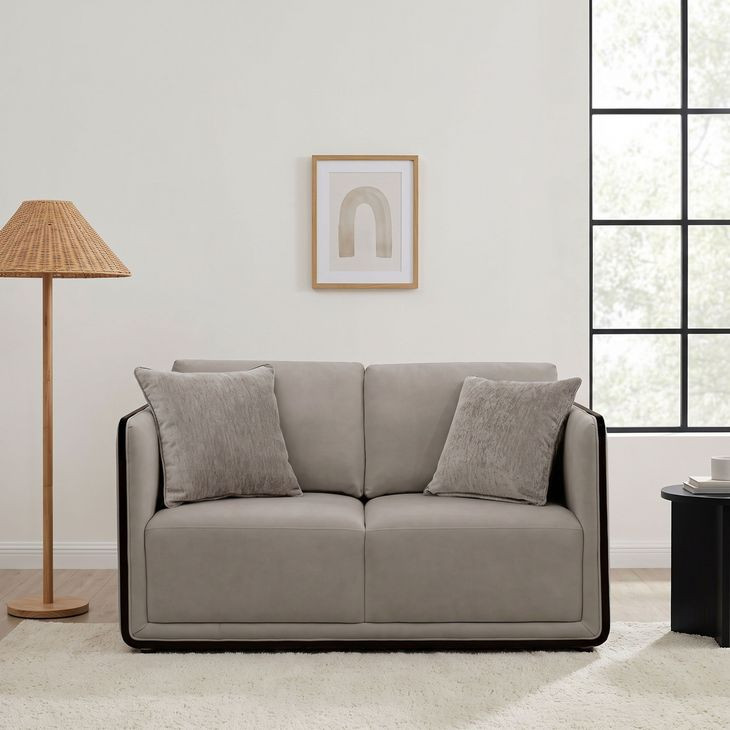 Benilde Taupe 63" Loveseat with Pillows
