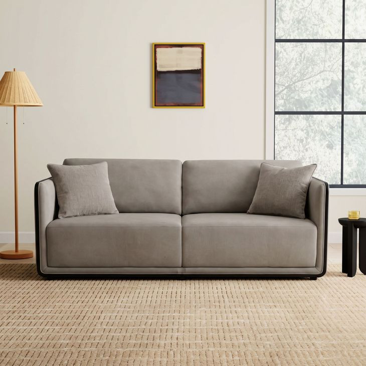 Benilde Taupe 85" Sofa with Pillows