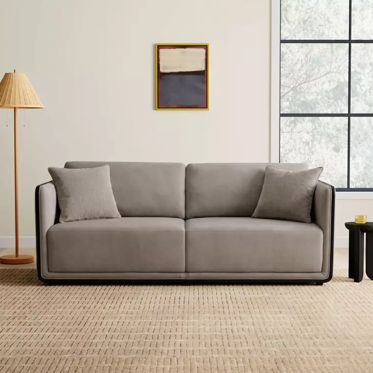 Benilde Taupe 85" Sofa with Pillows