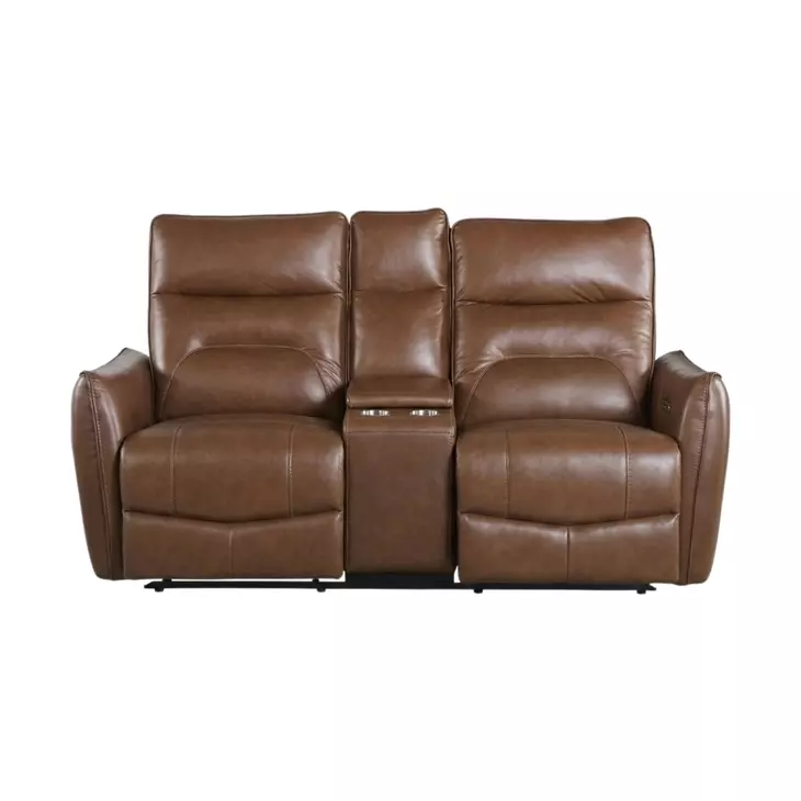 Terentius Caramel Brown 63" Power Reclining Loveseat with Storage