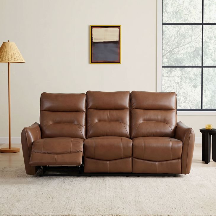 Terentius Caramel Brown 86" Power Reclining Sofa with Storage