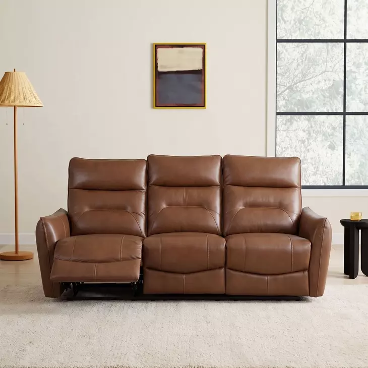 Terentius Caramel Brown 86" Power Reclining Sofa with Storage