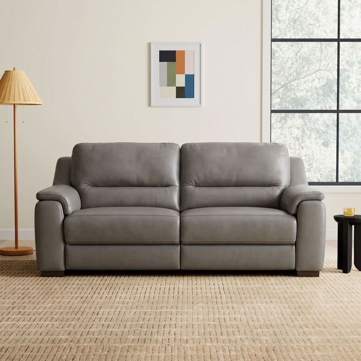 Altamura Gray Leather Power Reclining Loveseat