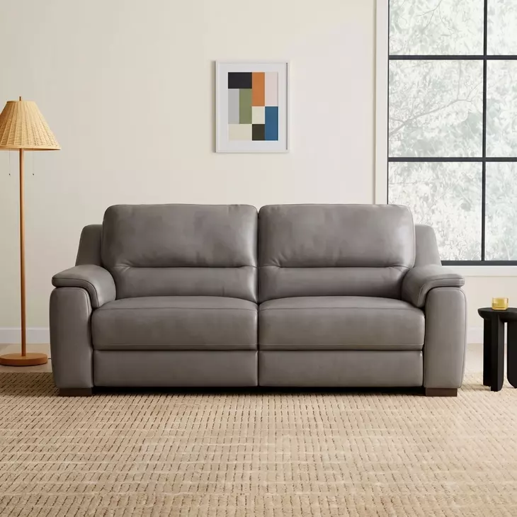 Altamura Gray Leather 62" Power Reclining Loveseat