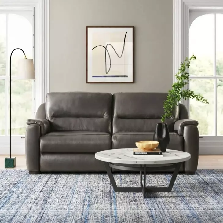 Altamura Gray Leather 80" Power Reclining Sofa