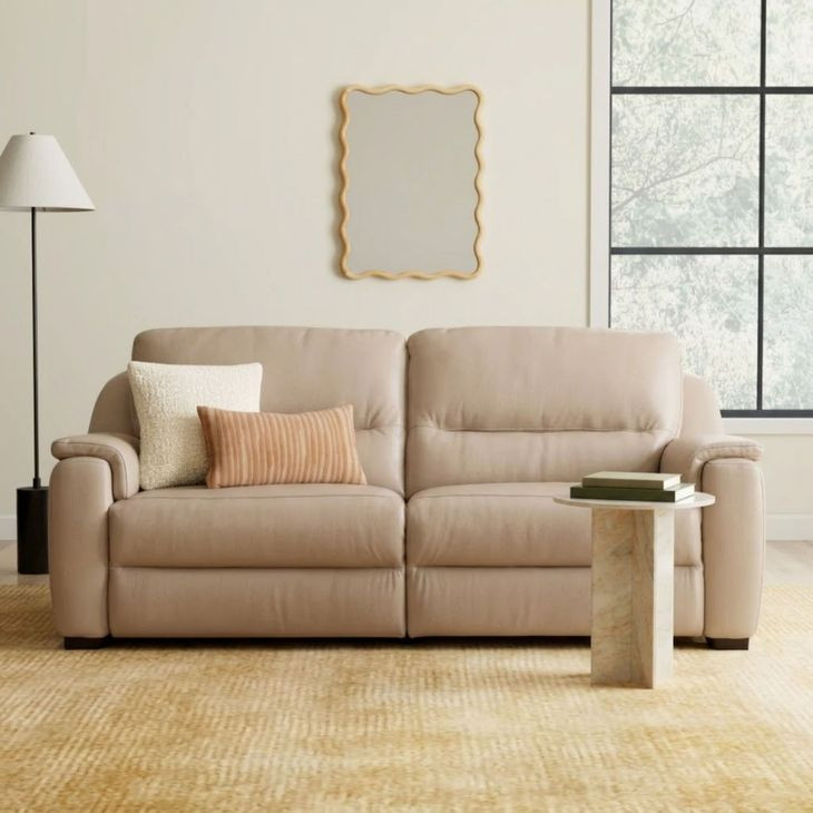 Altamura Taupe Leather Power Reclining Sofa