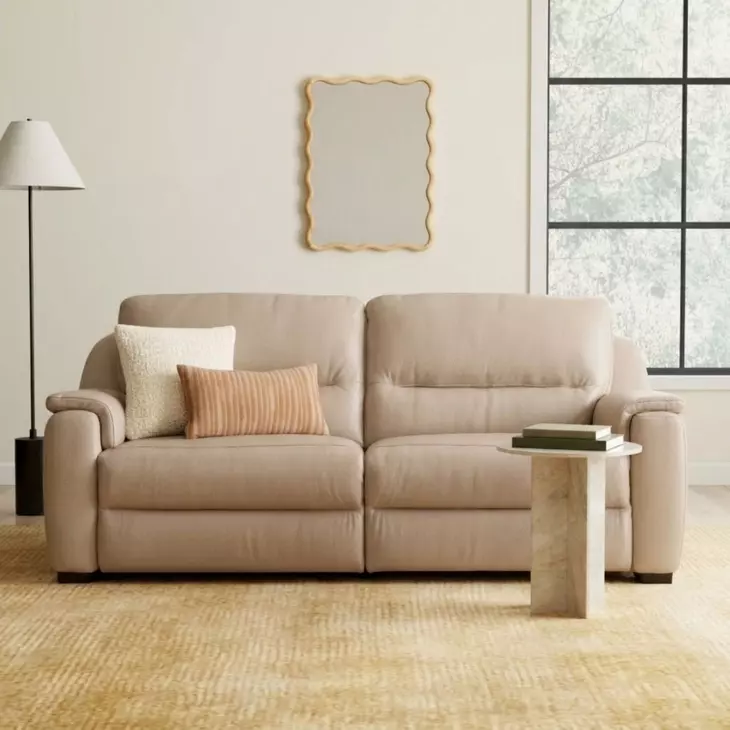 Altamura Taupe Leather 80" Power Reclining Sofa