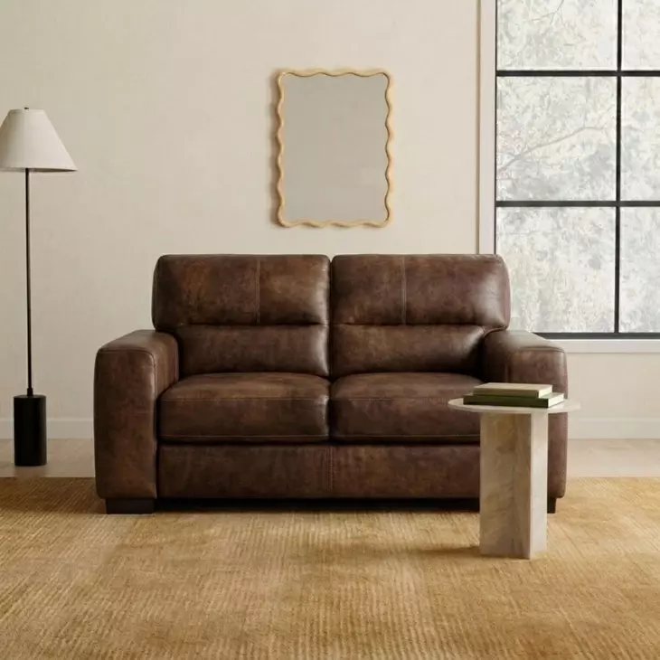 Marsicano Cognac Leather 70" Loveseat