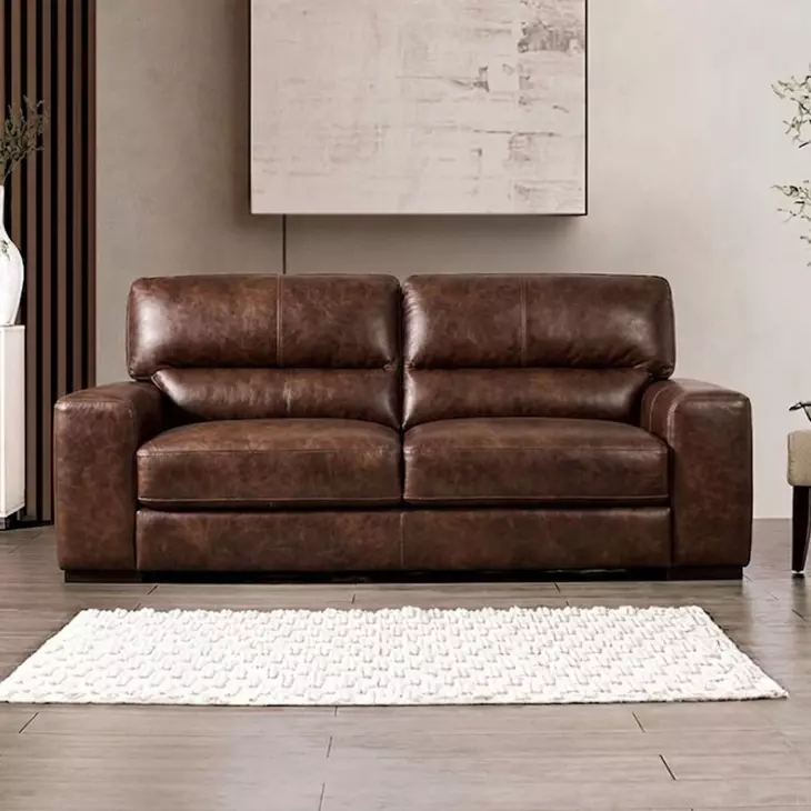 Marsicano Cognac Leather 86" Sofa