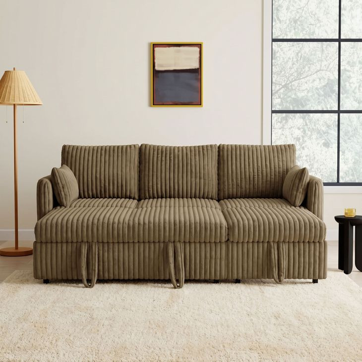 Denholme Brown Sleeper Sofa with Pull Out and USB Charging