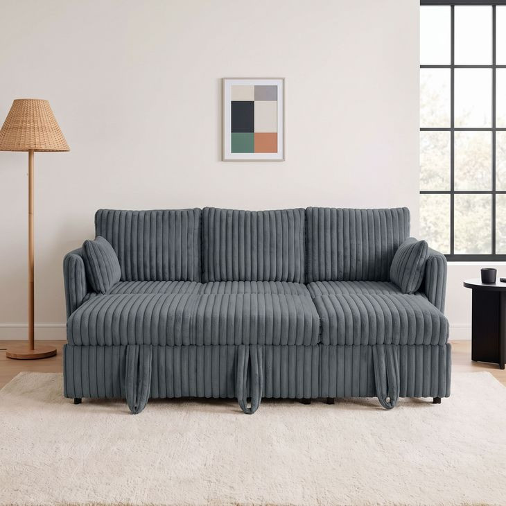 Denholme Dark Gray Sleeper Sofa with Pull Out and USB Charging