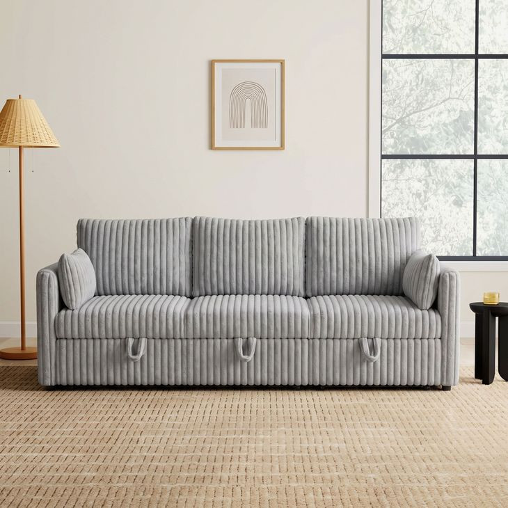 Denholme Gray Sleeper Sofa with Pull Out and USB Charging