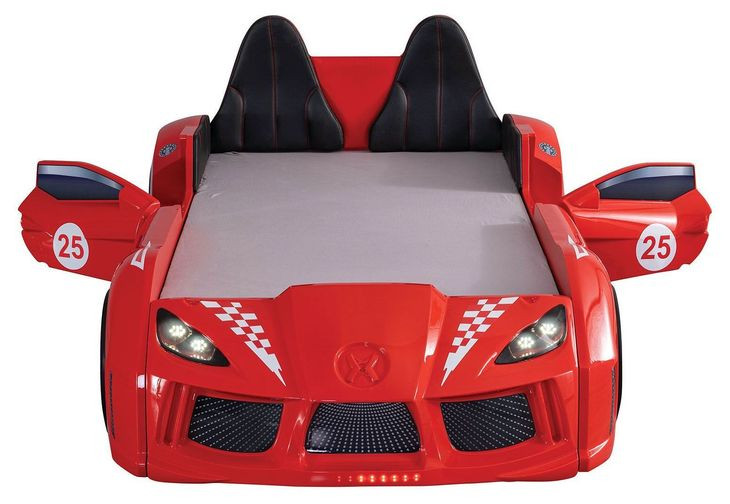 Trackster Red Twin Novelty Car Bed with LED Light